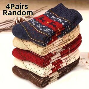 4 Pairs Women's socks Christmas Deer pattern